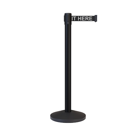 Montour Line Stanchion Belt Barrier Black Post 13ft. Wait.Belt ES400-BK-PLEAWBW-130